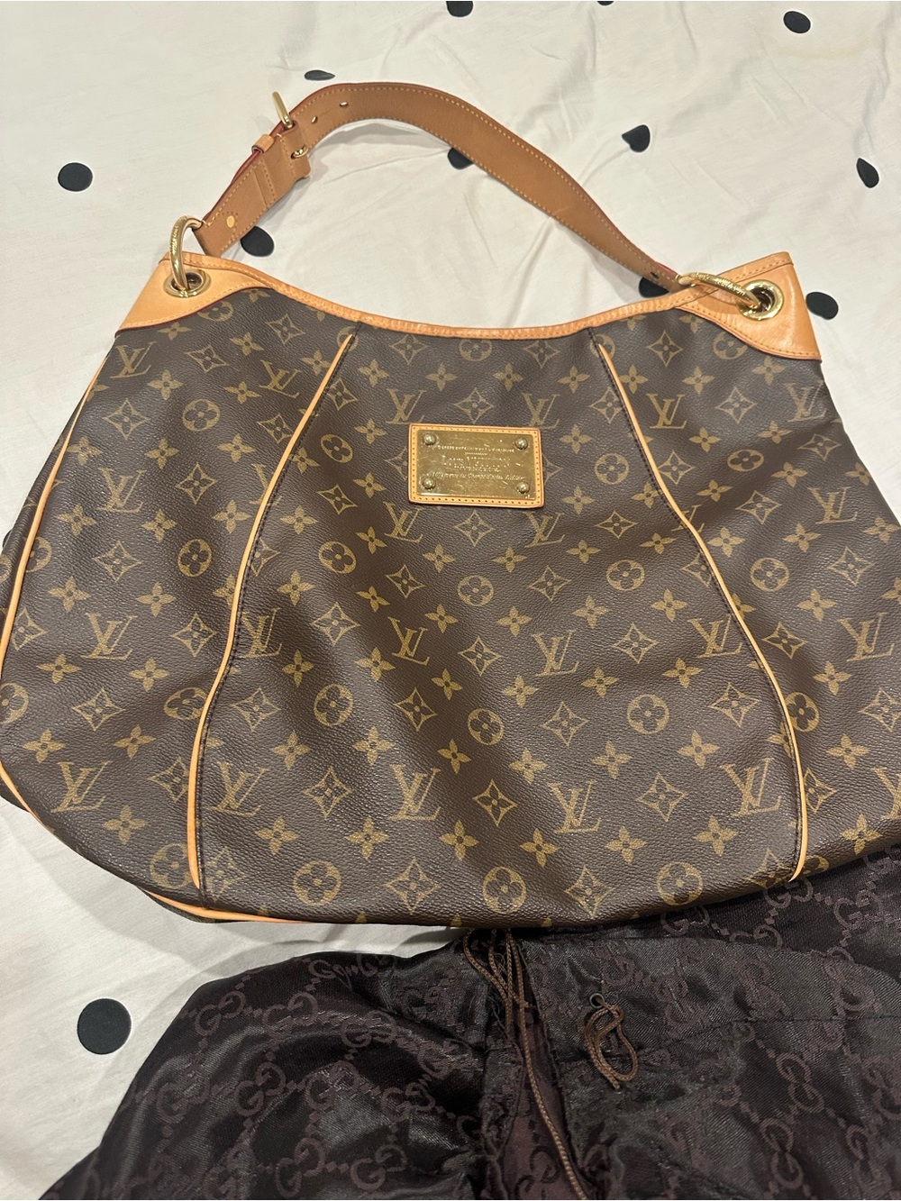 Louis Vuitton Monogram Canvas Hobo Shoulder Bag with Natural Vachetta Trim